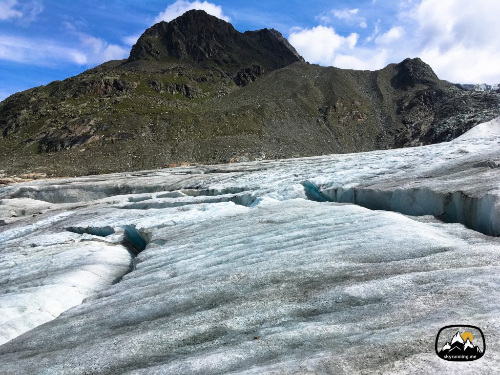 Überquerung der Gletscherzunge des Taschachferner
